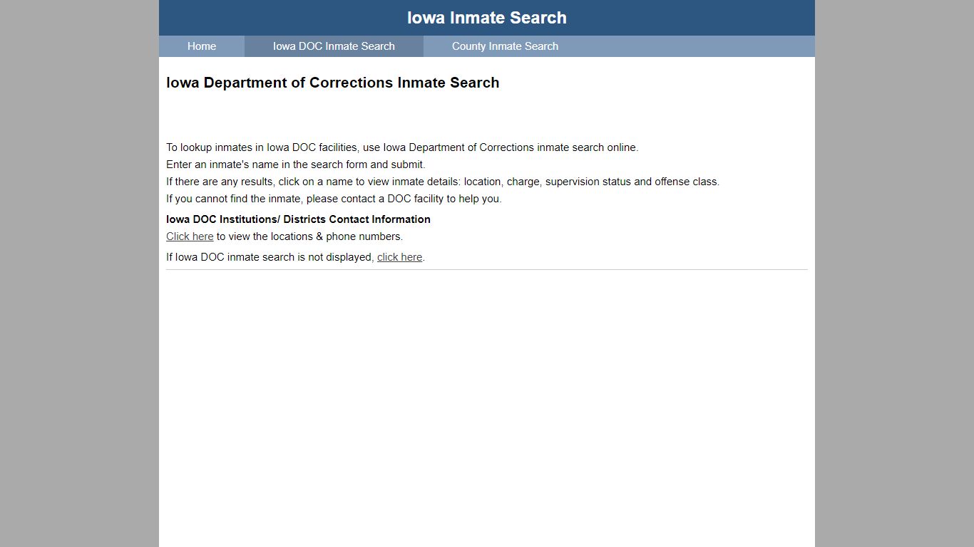 Iowa Department of Corrections Inmate Search